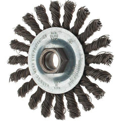 Tru-Maxx - 4" OD, 5/8-11 Arbor Hole, Knotted Steel Wheel Brush - 1/4" Face Width, 7/8" Trim Length, 0.02" Filament Diam, 20,000 RPM - USA Tool & Supply