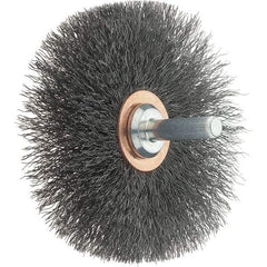 Tru-Maxx - 3" OD, 1/4" Shank Diam, Crimped Steel Wheel Brush - 1/2" Face Width, 1" Trim Length, 0.008" Filament Diam, 12,500 RPM - USA Tool & Supply