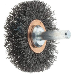 Tru-Maxx - 2" OD, 1/4" Shank Diam, Crimped Steel Wheel Brush - 3/8" Face Width, 1/2" Trim Length, 0.0118" Filament Diam, 20,000 RPM - USA Tool & Supply