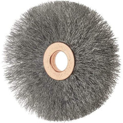 Tru-Maxx - 3" OD, 1/2" Arbor Hole, Crimped Stainless Steel Wheel Brush - 5/8" Face Width, 1" Trim Length, 0.006" Filament Diam, 20,000 RPM - USA Tool & Supply