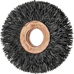 Tru-Maxx - 2" OD, 1/2" Arbor Hole, Crimped Steel Wheel Brush - 3/8" Face Width, 1/2" Trim Length, 0.014" Filament Diam, 20,000 RPM - USA Tool & Supply