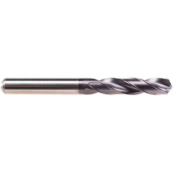 Emuge - 3.2mm 140° Spiral Flute Solid Carbide Screw Machine Drill Bit - TiAlN Finish, Right Hand Cut, 20mm Flute Length, 62mm OAL, Four Facet Point, Straight Shank, Through Coolant - USA Tool & Supply