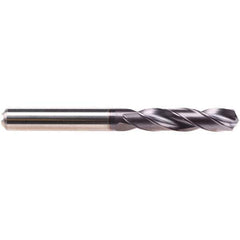 Emuge - 9.1mm 140° Spiral Flute Solid Carbide Screw Machine Drill Bit - TiAlN Finish, Right Hand Cut, 47mm Flute Length, 89mm OAL, Four Facet Point, Straight Shank, Through Coolant - USA Tool & Supply