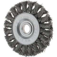 Tru-Maxx - 3" OD, 1/2" Arbor Hole, Knotted Steel Wheel Brush - 3/8" Face Width, 3/8" Trim Length, 0.0118" Filament Diam, 25,000 RPM - USA Tool & Supply