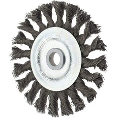 Tru-Maxx - 4" OD, 1/2" Arbor Hole, Knotted Steel Wheel Brush - 5/8" Face Width, 7/8" Trim Length, 0.014" Filament Diam, 20,000 RPM - USA Tool & Supply