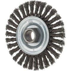 Tru-Maxx - 4" OD, 5/8-11 Arbor Hole, Stringer Bead Steel Wheel Brush - 1/4" Face Width, 7/8" Trim Length, 0.02" Filament Diam, 20,000 RPM - USA Tool & Supply