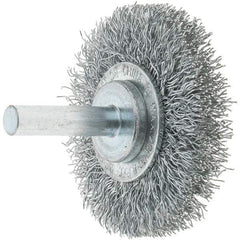 Tru-Maxx - 2" OD, 1/4" Shank Diam, Crimped Steel Wheel Brush - 3/8" Face Width, 7/16" Trim Length, 0.014" Filament Diam, 20,000 RPM - USA Tool & Supply