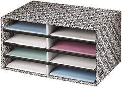 BANKERS BOX - 8 Compartments, 19-1/2" Wide x 10-1/4" High x 12-3/8" Deep, Literature Organizer - Corrugated Cardboard, White/Black - USA Tool & Supply