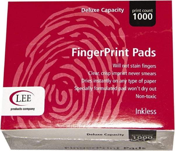 LEE - 3-3/4" Wide x 2" High x 2" Deep, Inked Fingerprint Pad - Plastic, Black - USA Tool & Supply