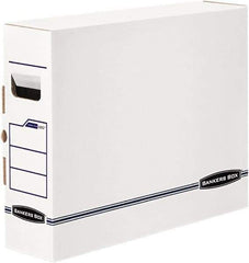 BANKERS BOX - 1 Compartment, 5" Wide x 14-7/8" High x 18-3/4" Deep, Storage Box - Plastic, White/Blue - USA Tool & Supply