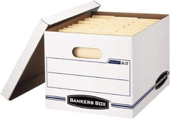 BANKERS BOX - 1 Compartment, 12-3/4" Wide x 10-1/2" High x 13-1/4" Deep, Storage Box - Corrugated Cardboard, White/Blue - USA Tool & Supply