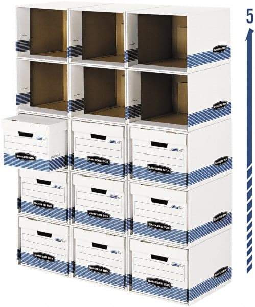 BANKERS BOX - 1 Compartment, 6-1/2" Wide x 21-3/4" High x 6-1/2" Deep, Storage Box - Corrugated, White/Blue - USA Tool & Supply