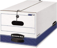 BANKERS BOX - 1 Compartment, 12-1/4" Wide x 10-3/4" High x 24-1/8" Deep, Storage Box - Corrugated Cardboard, White/Blue - USA Tool & Supply