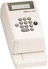 MAX - 4-3/8" Wide x 3-3/4" High x 9-1/8" Deep, Electronic Check Writer - Plastic, White - USA Tool & Supply