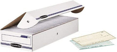 BANKERS BOX - 1 Compartment, 9-1/4" Wide x 4-1/8" High x 25" Deep, Storage Box - Corrugated Cardboard, White/Blue - USA Tool & Supply