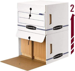 BANKERS BOX - 1 Compartment, 37-1/2" Wide x 37-3/4" High x 5-1/4" Deep, Storage Box - Corrugated Cardboard, White/Blue - USA Tool & Supply