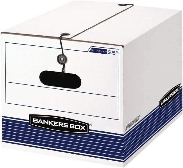 BANKERS BOX - 1 Compartment, 12-1/4" Wide x 11" High x 24-1/8" Deep, Storage Box - Corrugated Cardboard, White/Blue - USA Tool & Supply