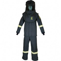 Oberon - Size L, 4 HRC, 12.5 oz Arc Flash Clothing Kit - 76 cal per Sq cm, Hood Protection, Bib Overalls - USA Tool & Supply