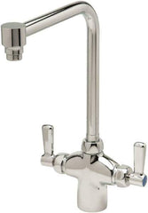 Zurn - Bent Riser, Two Handle, Chrome Plated Single Hole Mount, Laboratory Faucet - Lever Handle - USA Tool & Supply