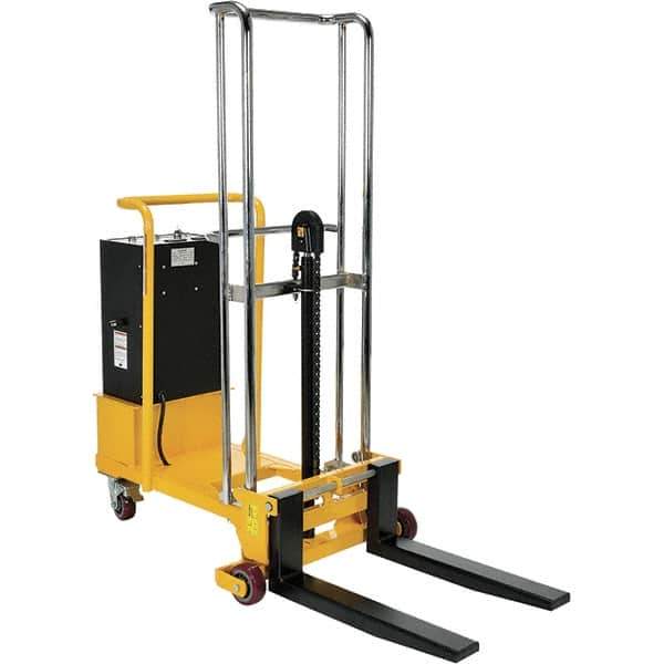Vestil - 550 Lb Capacity, 57" Lift Height, Battery Operated Lift - 2" Lowered Height, 25-1/2" Fork Length, 31" Overall Width - USA Tool & Supply