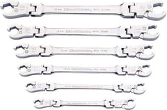 GearWrench - 9 x 11mm, Double End Head, Ratcheting Flare Nut Wrench - 7-3/4" OAL, Steel, Full Polish, 6 Points - USA Tool & Supply