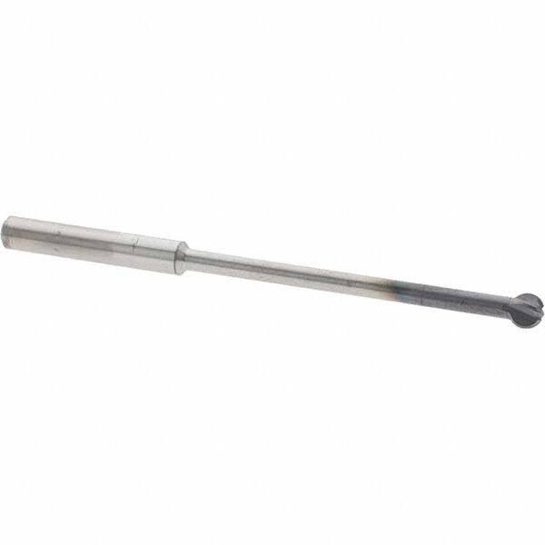 Accupro - 3/16" Diam, 0.16" LOC, 4 Flute Solid Carbide Ball End Mill - nACo Finish, Single End, 3" OAL, 3/16" Shank Diam, Undercutting - USA Tool & Supply