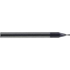 Accupro - 15/32" Diam, 0.04" LOC, 2 Flute Solid Carbide Ball End Mill - nACo Finish, Single End, 1-1/2" OAL, 1/8" Shank Diam, Undercutting - USA Tool & Supply