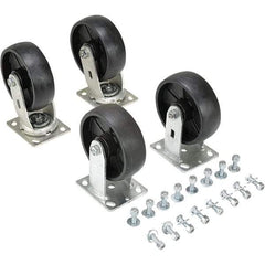 Vestil - 6" Diam x 2" Wide, Glass Filled Nylon (2) Rigid (2) Swivel Caster - 4,800 Lb Capacity, Top Plate Mount, 4" x 4-1/2" Plate - USA Tool & Supply