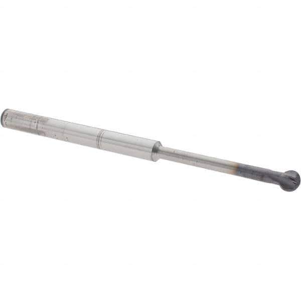 Accupro - 1/4" Diam, 0.213" LOC, 4 Flute Solid Carbide Ball End Mill - nACo Finish, Single End, 4" OAL, 1/4" Shank Diam, Undercutting - USA Tool & Supply