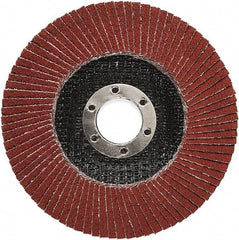 3M - 40 Grit, 7" Disc Diam, 5/8-11 Center Hole, Type 27 Ceramic Flap Disc - 8,500 Max RPM, Polyester Backing, Arbor Attaching System, Coated - USA Tool & Supply