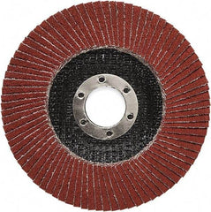 3M - 60 Grit, 4-1/2" Disc Diam, 5/8-11 Center Hole, Type 27 Ceramic Flap Disc - 13,300 Max RPM, Polyester Backing, Arbor Attaching System, Coated - USA Tool & Supply