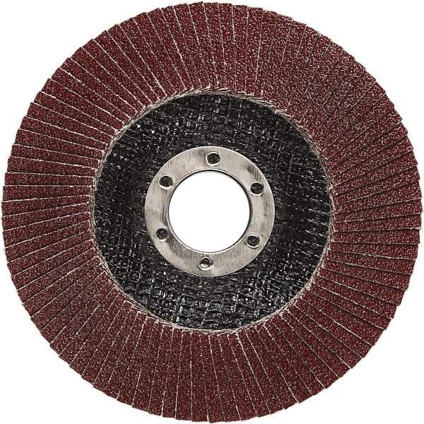 3M - 40 Grit, 5" Disc Diam, 7/8" Center Hole, Type 27 Ceramic Flap Disc - 12,100 Max RPM, Polyester Backing, Arbor Attaching System, Coated - USA Tool & Supply