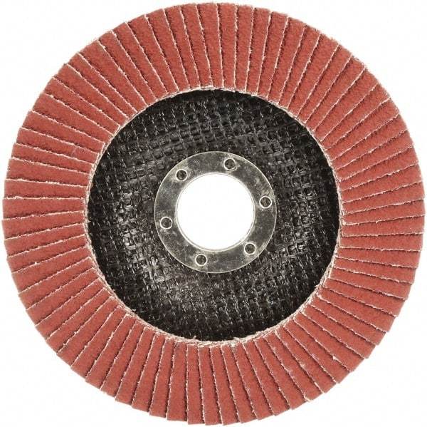 3M - 60 Grit, 7" Disc Diam, 7/8" Center Hole, Type 29 Ceramic Flap Disc - 8,500 Max RPM, Polyester Backing, Arbor Attaching System, Coated - USA Tool & Supply