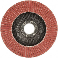 3M - 60 Grit, 7" Disc Diam, 7/8" Center Hole, Type 29 Ceramic Flap Disc - 8,500 Max RPM, Polyester Backing, Arbor Attaching System, Coated - USA Tool & Supply