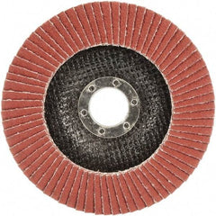 3M - 60 Grit, 4-1/2" Disc Diam, 5/8-11 Center Hole, Type 29 Ceramic Flap Disc - 13,300 Max RPM, Polyester Backing, Arbor Attaching System, Coated - USA Tool & Supply