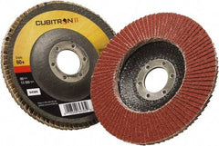 3M - 60 Grit, 4-1/2" Disc Diam, 7/8" Center Hole, Type 29 Ceramic Flap Disc - 13,300 Max RPM, Polyester Backing, Arbor Attaching System, Coated - USA Tool & Supply
