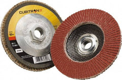 3M - 60 Grit, 4-1/2" Disc Diam, 5/8-11 Center Hole, Type 29 Ceramic Flap Disc - 13,300 Max RPM, Polyester Backing, Arbor Attaching System, Coated - USA Tool & Supply