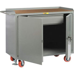 Little Giant - 3,600 Lb Capacity, 1 Drawer, 2 Door Mobile Service Bench - 41" Wide x 24" Deep x 43" High, Steel, Gray - USA Tool & Supply