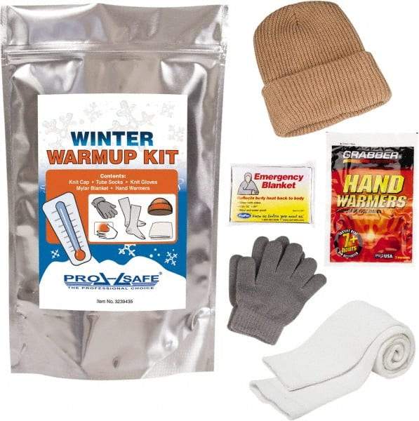 PRO-SAFE - Emergency Preparedness Kits Type: Winter Warm Up Kit Contents: Knit Stocking Cap; Gloves; Tube Socks; Emergency Blanket; (2) Hand Warmers - USA Tool & Supply