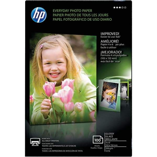 Hewlett-Packard - 4" x 6" White Photo Paper - Use with Inkjet Printers - USA Tool & Supply