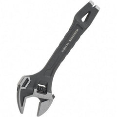 Stanley - 1-1/4" Jaw Capacity, 10" Ratcheting Adjustable Wrench - Steel, Black Oxide Finish, 10" OAL - USA Tool & Supply