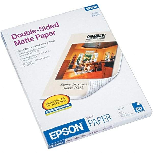 Epson - 8-1/2" x 11" Bright White Photo Paper - Use with Inkjet Printers - USA Tool & Supply