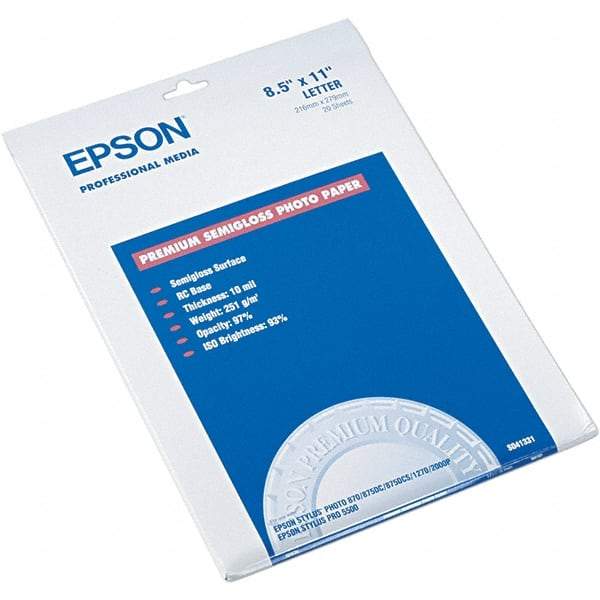 Epson - 8-1/2" x 11" White Photo Paper - Use with Inkjet Printers - USA Tool & Supply