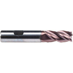 Emuge - 20mm Diam, 38mm LOC, 4 Flute Solid Carbide Roughing & Finishing End Mill - TiAlN Finish, 104mm OAL, 20mm Shank Diam, Weldon Shank, 38° Helix, Centercutting, Long Length - USA Tool & Supply