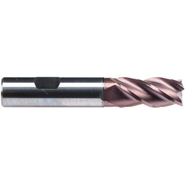 Emuge - 5mm Diam, 13mm LOC, 4 Flute Solid Carbide Roughing & Finishing End Mill - TiAlN Finish, 57mm OAL, 6mm Shank Diam, Weldon Shank, 38° Helix, Centercutting, Long Length - USA Tool & Supply