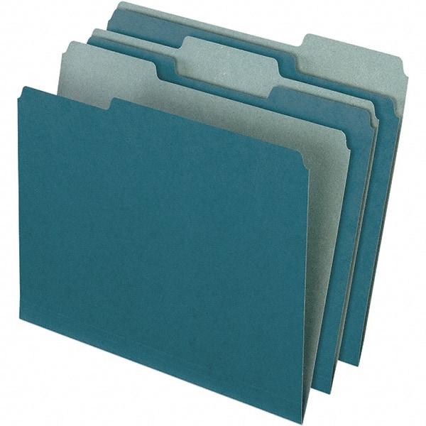 Pendaflex - 9-1/2 x 11-5/8", Letter Size, Blue, File Folders with Top Tab - 11 Point Stock, Assorted Tab Cut Location - USA Tool & Supply