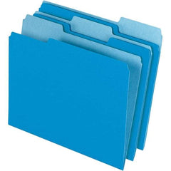 Pendaflex - 9-1/2 x 11-5/8", Letter Size, Blue/Light Blue, File Folders with Top Tab - 11 Point Stock, Assorted Tab Cut Location - USA Tool & Supply