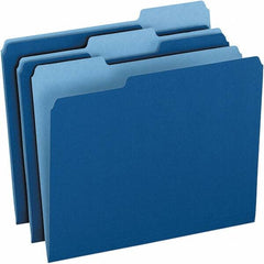 Pendaflex - 9-1/2 x 11-5/8", Letter Size, Navy Blue, File Folders with Top Tab - 11 Point Stock, Assorted Tab Cut Location - USA Tool & Supply