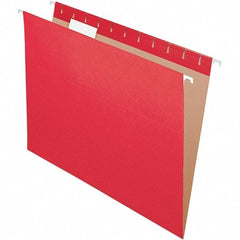 Pendaflex - 8-1/2 x 11", Letter Size, Red, Hanging File Folder - 11 Point Stock, 1/5 Tab Cut Location - USA Tool & Supply