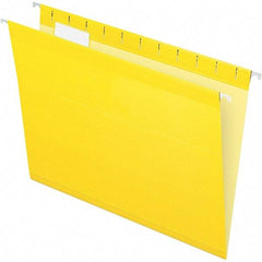 Pendaflex - 8-1/2 x 11", Letter Size, Yellow, Hanging File Folder - 11 Point Stock, 1/5 Tab Cut Location - USA Tool & Supply